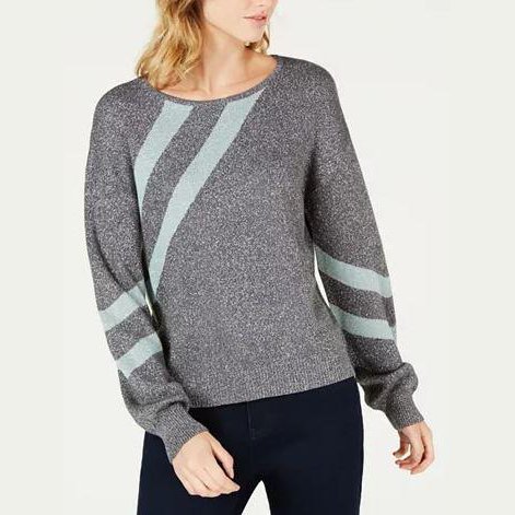 Bar III Striped Metallic Sweater, Size Small