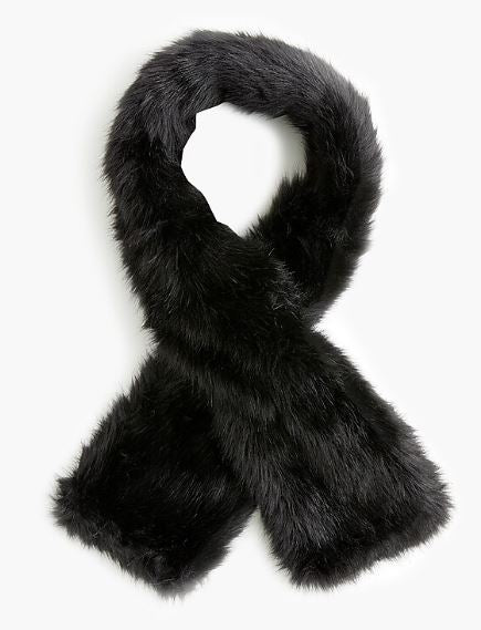 Jones New York Black Luxurious Plush Faux Fur Scarf