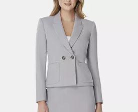 Tahari ASL Peak-Lapel Blazer, Size 10/Grey