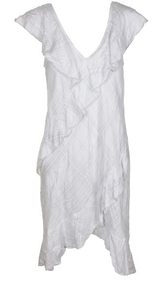 Max Studio London White Sleeveless Tiered Ruffled Shift Dress, Size Small