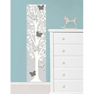 Brewster Silhouette Tree with 3D Butterflies Growth Chart Wall Decal