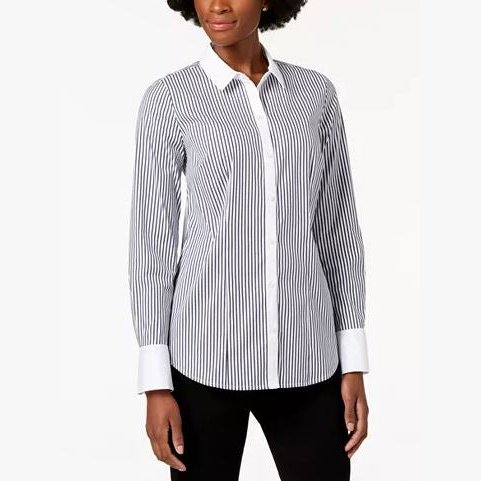 Charter Club Striped Contrast-Trim Shirt, Size 6