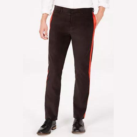 Calvin Klein Mens Velvet Stripe Slim-Fit Trouser Pants