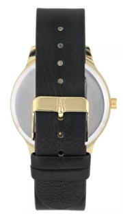 I.N.C. Mens Black Faux Leather Strap Watch 43mm