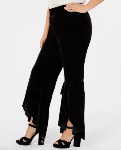 I.N.C. Plus Size Tulip-Hem Velvet Bootcut Pants