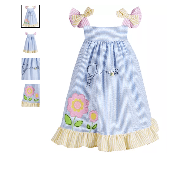 Blueberi Boulevard Baby Girls Gingham Bumblebee Sundress, Size 6-9Mo