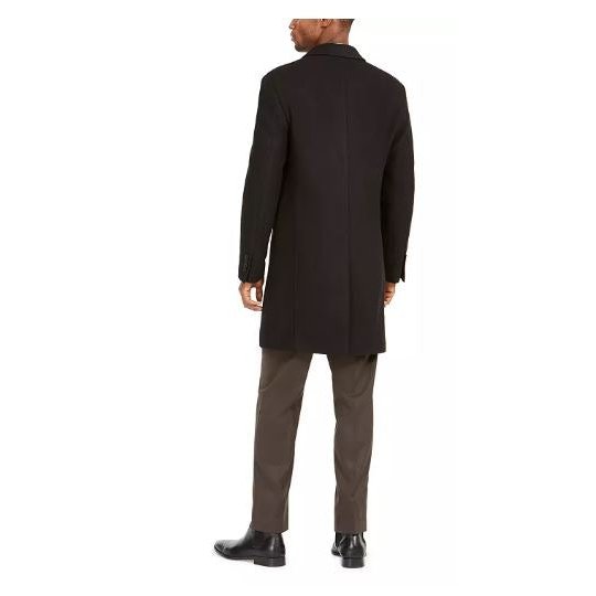 Calvin Klein Mens Malibu Slim-Fit Black Overcoat