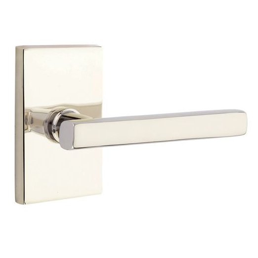 Emtek Modern Rectangular Rosette with Freestone Dummy Leverset, Satin Nickel