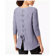 Calvin Klein Performance Womens 3/4-Sleeve Lace-Up Back Top, Size Medium
