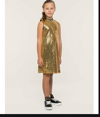 Guess Girls  Rochie Full sequins Slip dress, Gold Size 14