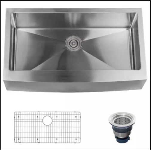 Miseno MSS3620F Farmhouse 36 Single Basin Stainless Steel Kitchen Sink