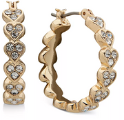 Anne Klein Gold-Tone Small Pave Heart Hoop Earrings, 0.91″