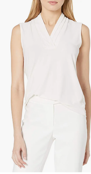 Tahari ASL Petite Shirred V-Neck Top