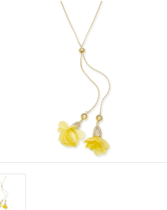 Inc Fabric-Flower 37 Inches Lariat Necklace