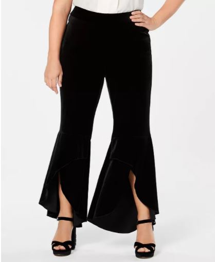 I.N.C. Plus Size Tulip-Hem Velvet Bootcut Pants