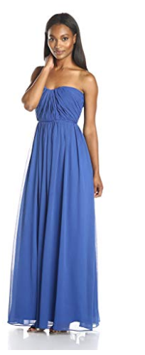 Minuet Womens Strapless Pleated Gown Royal Blue, Size Large