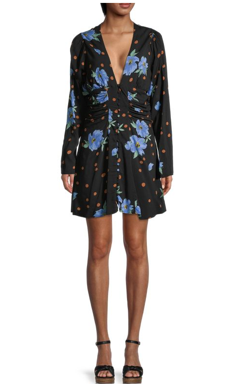 Free People Womens Date Night Print Mini Dress