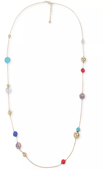 Alfani Gold-Tone and Multi-Stone Bead Long Station Necklace