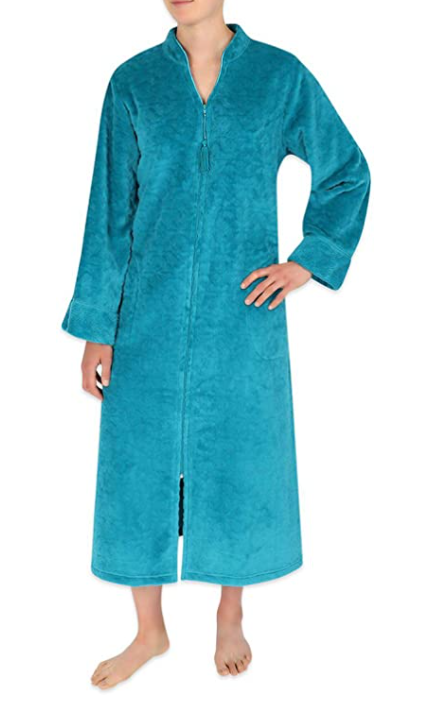 Miss Elaine Textured Fleece Long Zip Robe