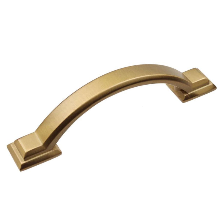 Lot of 10 3 Inch Center to Center Satin Gold Arched Square Pull Cabinet Hardware Handle -