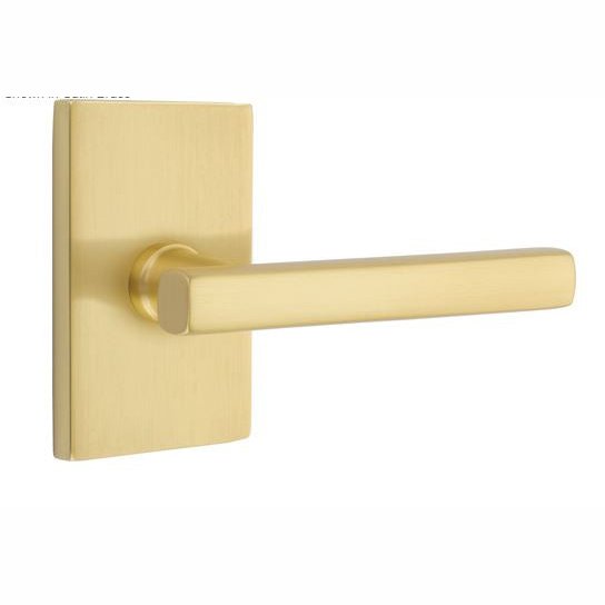 Emtek Passage Lever Set with Modern Rectangular Rosette and Freestone Lever