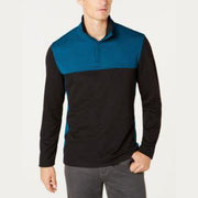Alfani Mens Ottoman Textured Colorblocked Quarter-Zip Sweatshirt, Size XL