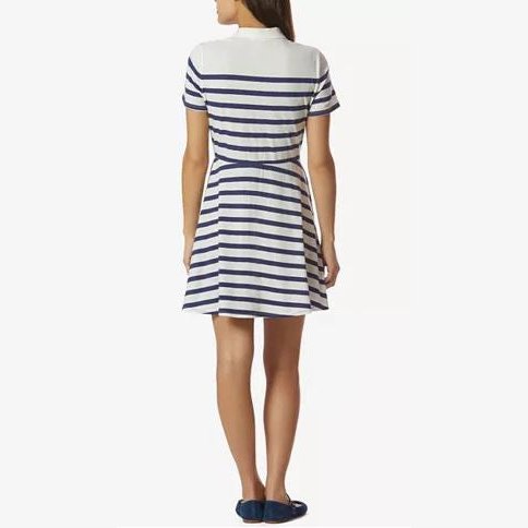 Avec Les Filles Cotton Striped Polo-Style Dress, Size XL