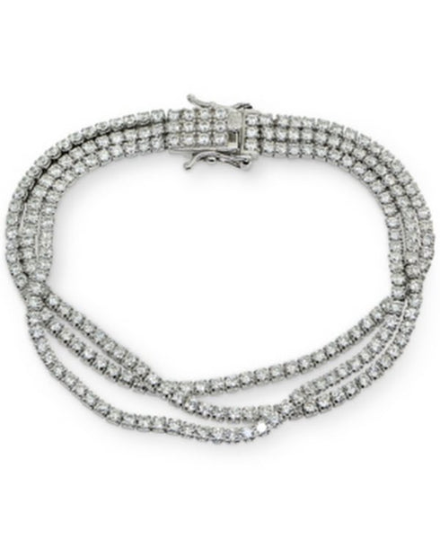 Rh Macy Cubic Zirconia Multi-Row Statement Bracelet in Sterling Silver