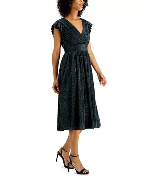 Aidan by Aidan Mattox V-Neck Gathered Midi Dress, Size 12