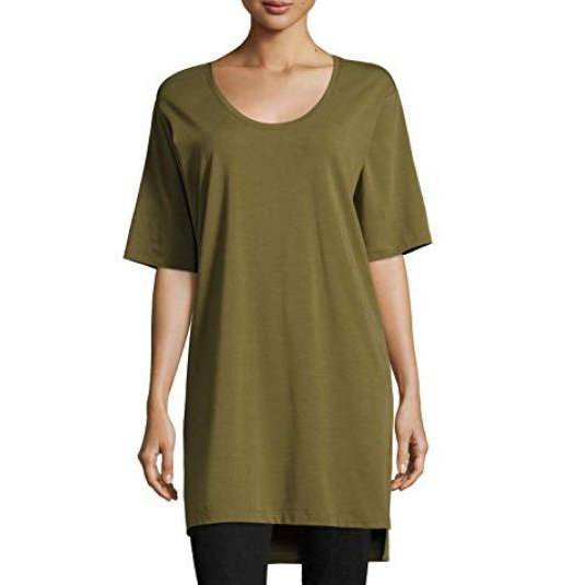 Eileen Fisher Womens Olive Stretch Organic Cotton Jersey Tunic Sz PM