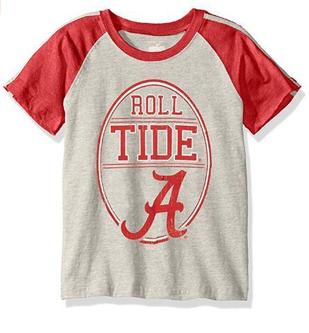 NCAA Cotton Willy Boys Raglan Short Sleeve Tee Alabama Crimson Tide, Size 6