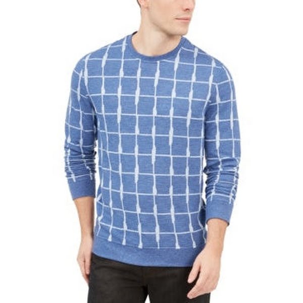 Alfani Mens Jacquard Grid Sweatshirt