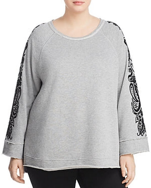 Seven7 Plus Size WomensFrench Terry Bell Sleeve Sweatshirt, Size 1X - Grey