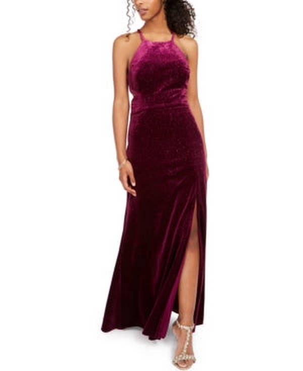 Morgan & Company Juniors Velvet Glitter Gown, Size 0