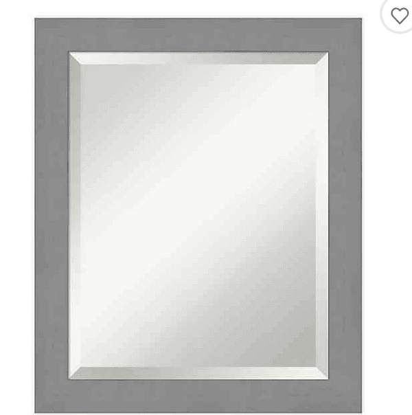 Amanti Art Brushed Nickel Framed Bathroom Vanity Mirror, Size 40x30