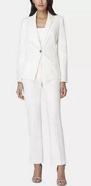 Tahari by ASL Bi-Stretch Pants Suit with Hardware Trim, Size 14