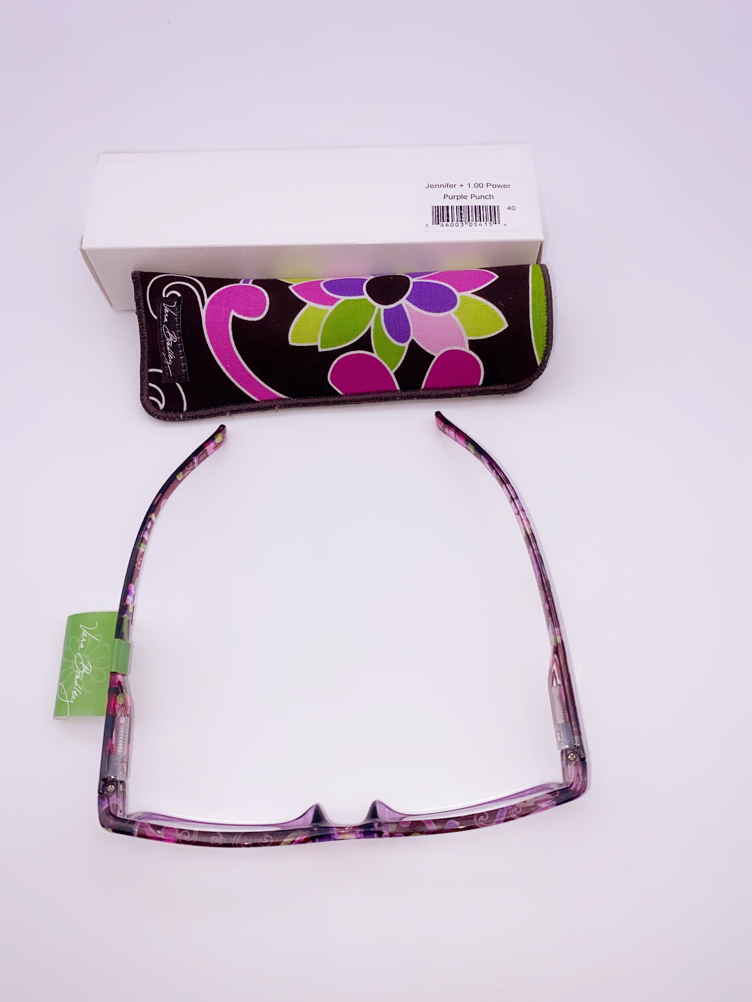 Vera Bradley Jennifer Eyeglasses  + 1.00 With  Power Purple Punch