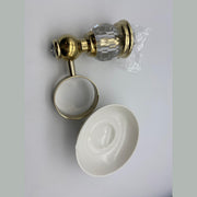 Auswind European Solid Brass Gold Ceramic Painting Soap Dish Diamond Decorate Ci