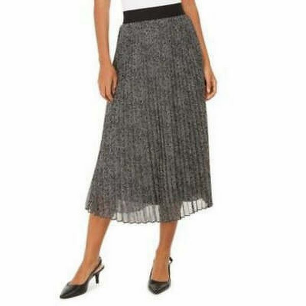 Alfani Womens Printed Pleated Midi Skirt