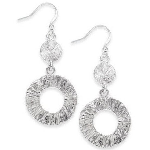 Charter Club Silver-Tone Open Circle Drop Earrings