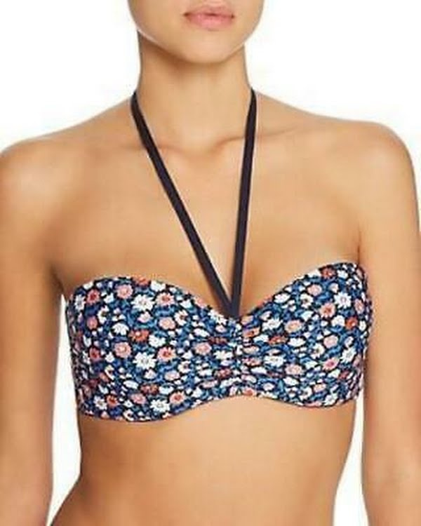 Kate Spade New York Floral Print Molded Bandeau Halter Bikini Top