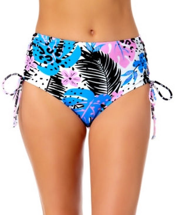 California Waves Side-Lace High Waist Bikini Swim Bottom