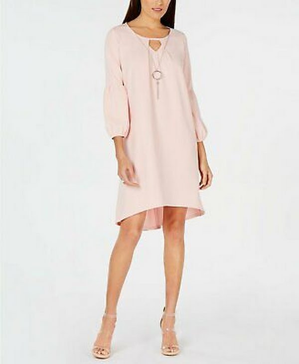 NY Collection Petite Women's Blush Statement-Sleeve Dress, Size Small