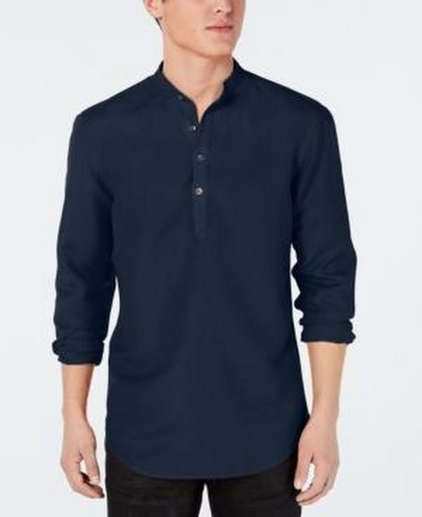 I.n.c. Mens Four-Button Linen Shirt