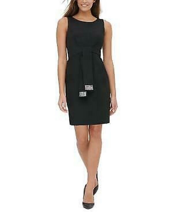 Tommy Hilfiger Womens Sequin-Tie Sheath Dress , Size 2/Black