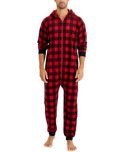 Family Pajamas Mens Matching 1-Piece Red Check Printed Pajamas