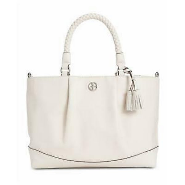 Giani Bernini Braided Handle Leather Satchel, - Ivory/Silver