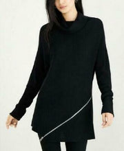 Bar III Zipper-Trim Turtleneck Tunic Sweater Black, Size XS