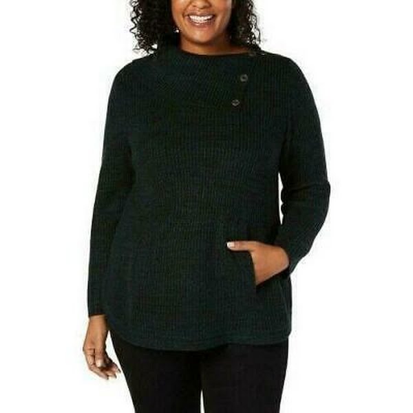 Style & Co. Womens Marled Envelope Neck Pullover Sweater