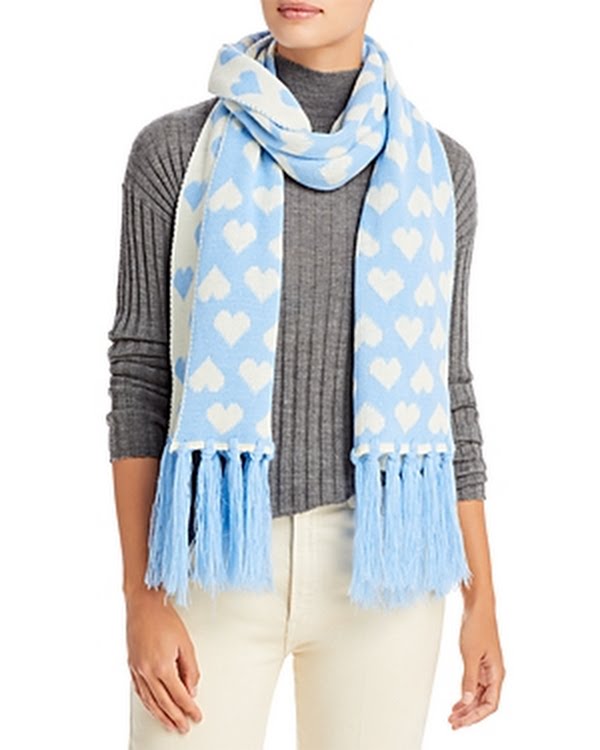 Aqua Heart Jacquard Scarf